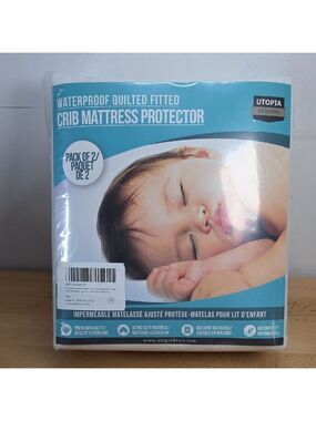 Waterproof Quilted Fitted Crib Mattress Protector - White 28x52